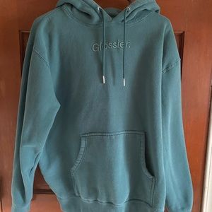 Glossier Embroidered Soft Sage Hoodie